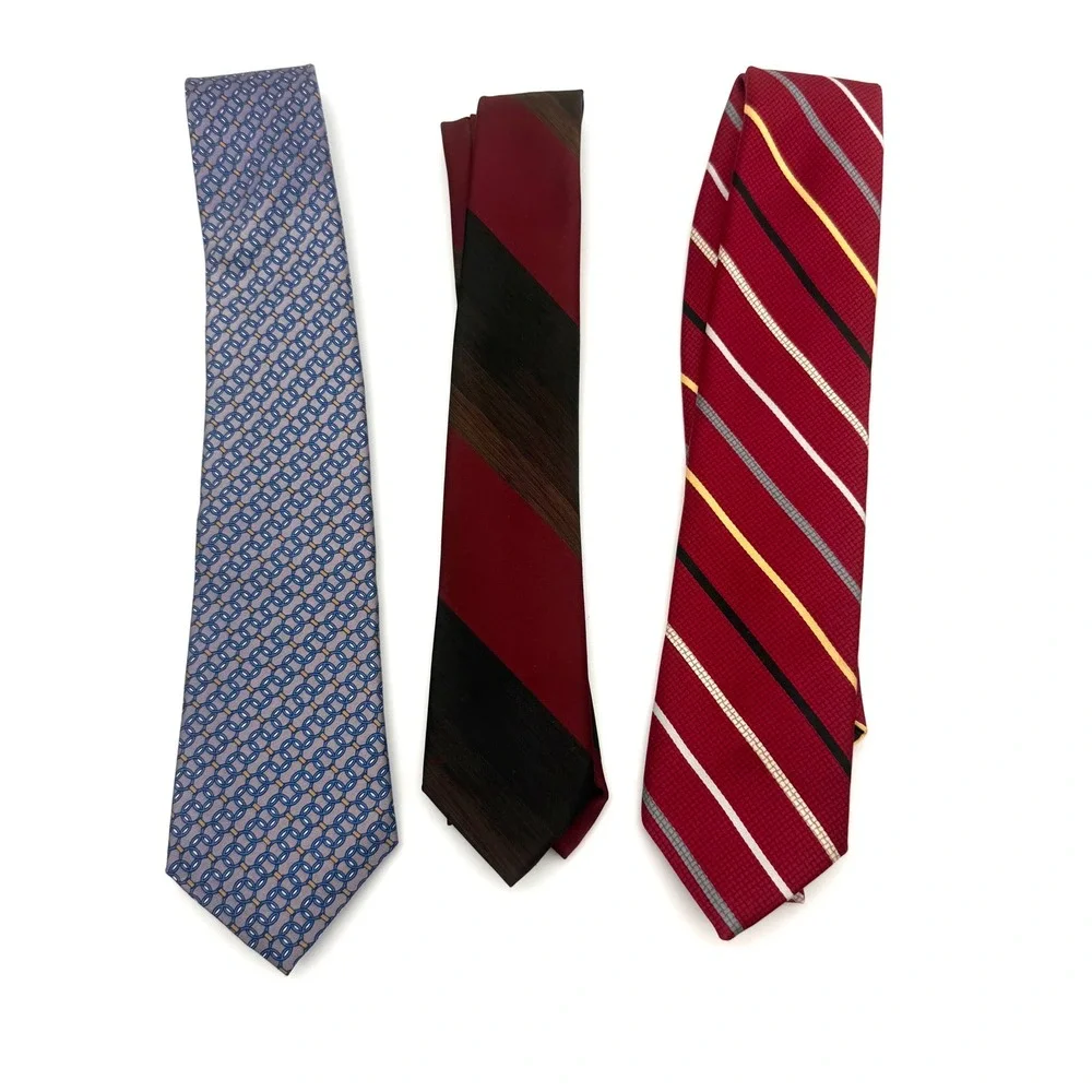Lot of 3 Men's Neck Ties- Damon USA/ Brittany House London/Striped Geometric
